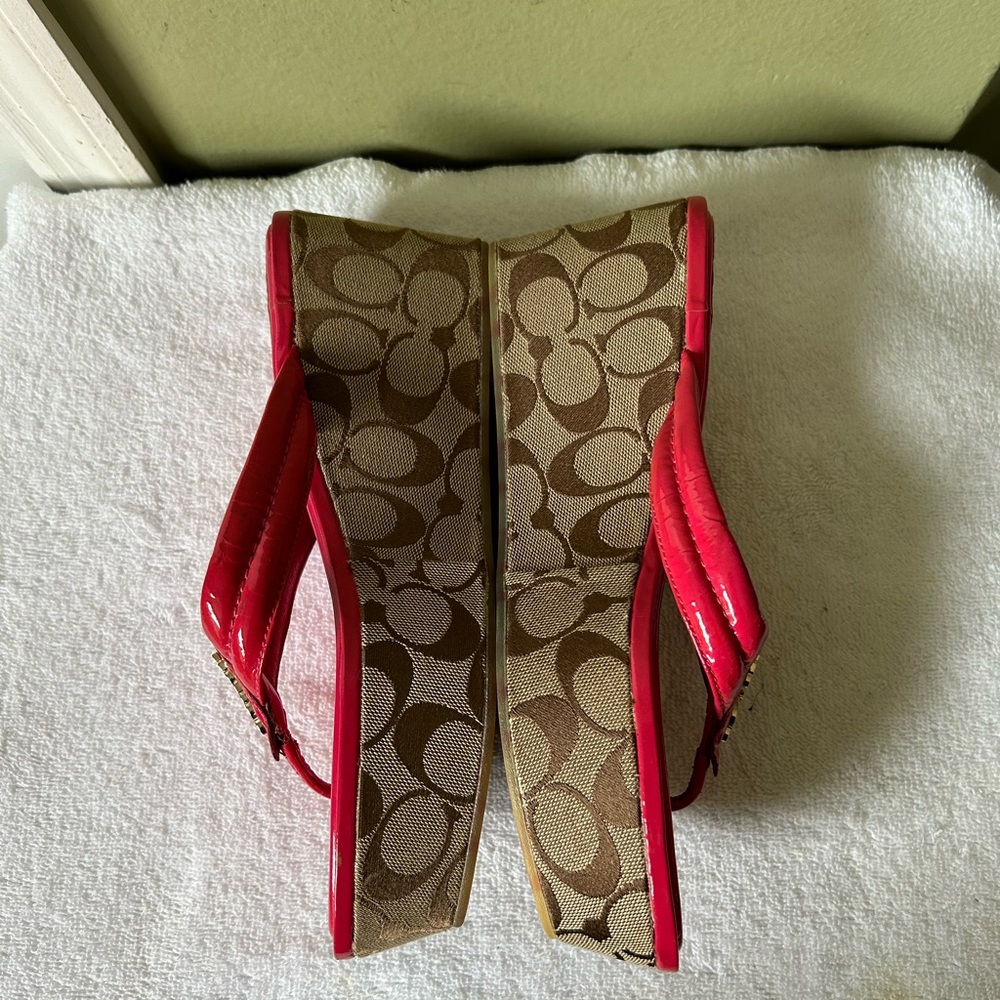 Coach Nella Women's Pink Wedge Sandals - Picture 3 of 12